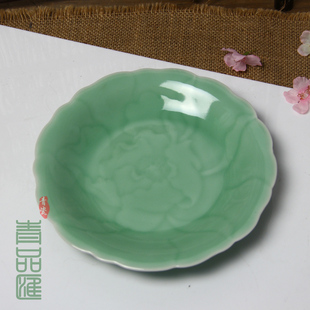 精品龙泉青瓷 6-9英寸牡丹花盘子菜盘果盘陶瓷健康餐具微波炉适用