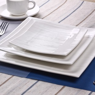 创意陶瓷盘子酒店餐盘纯白特色餐具高档中餐平盘方盘牛排盘西餐