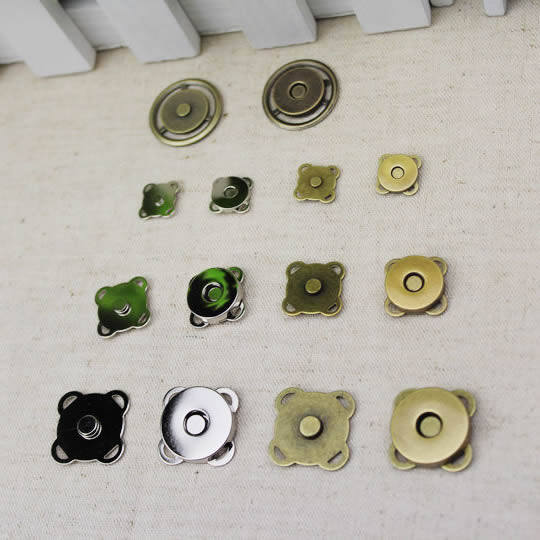 diy包包配件 青古铜|银色 10mm超薄/14mm/18mm/车轮/梅花手缝磁扣