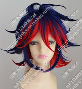 原版cos假发 KILL la KILL 斩服少女缠流子 红蓝混色反翘造型假发