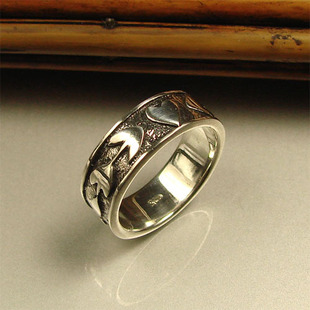 丘比特之箭-10/13号925纯银(泰银)做旧雕纹个性戒指-心心相惜