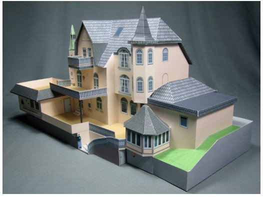 儿童手工折纸diy拼装立体3d纸质模型建筑豪华别墅房屋房子制作