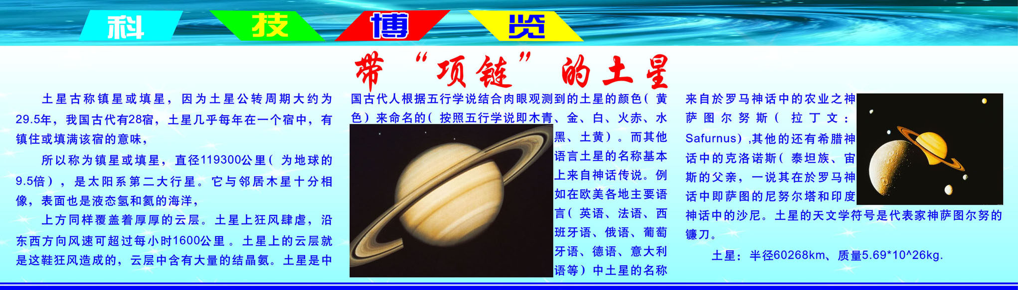 海报印制468装饰展板素材16科技博览带项链的土星 简介定制