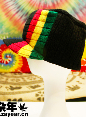 【杂年文化】牙买加雷鬼红黄绿reggae嘻哈街舞rasta针织帽毛线帽