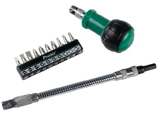 起子1PK 201清 套装 组合螺丝刀 台湾宝工 10合1软管棘轮螺丝批