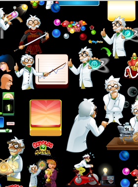 falsh 矢量游戏怪博士人物消消球道具按钮宝石icon图标素材源文件