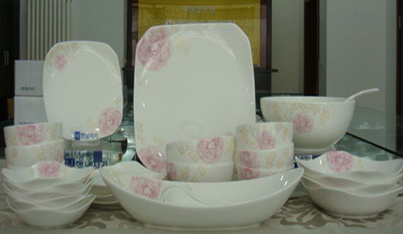 杏南骨瓷韩国进口餐具套装碗碟汤勺中式饭碗瓷器盘子陶瓷菜盘组合