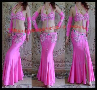 精典玫瑰 玫红38肚皮舞服专业订做量身订做 鸿舞衣