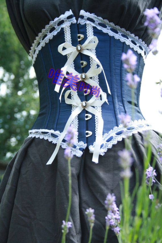 新品蓝色收腹束腰塑身腰封corset镙旋钢骨瘦腰塑身衣复古女束身衣_虎窝淘