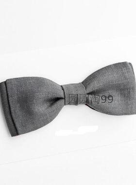 欧美男士棉麻晚会年会晚宴婚礼配色多色领结双面手打手作黑色灰色