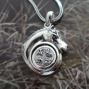 泰银纯925银曼谷手工银马到成功好运吊坠3.1cm特价 直销