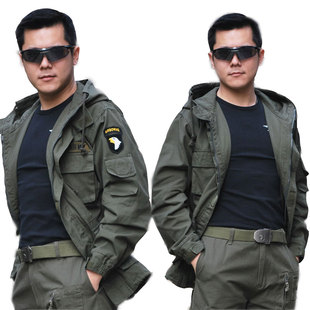 101空降师纯棉男士户外套正品战术防风衣连帽加绒冲锋衣 单棉可选