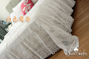 [白色莫奈] 纯棉线 仿手工钩针 外贸 床品 床盖 三件套