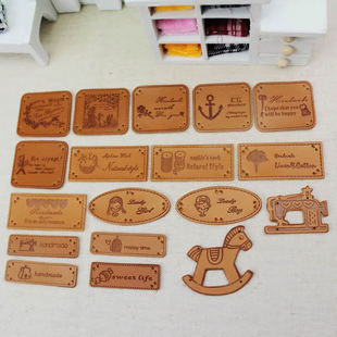 手工皮标 PU压痕皮标 手作小标签 皮革标签 衣服标签 需手缝