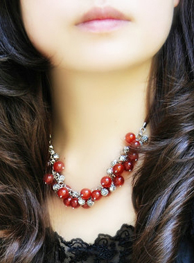 新年礼物原创复古天然红玛瑙苗银