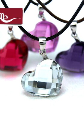 爱心水晶项链纯银饰品礼物吊坠