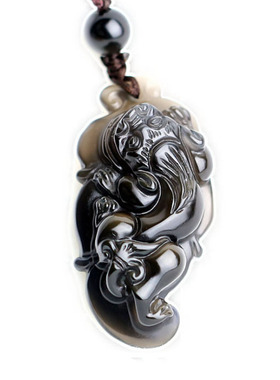 黑曜石貔貅天然冰彩一夜暴富吊坠