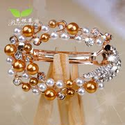 Original headdress Korea sweet temperament heiress Pearl rhinestone hair accessories hairpin clip top clip spring clip ponytail holder