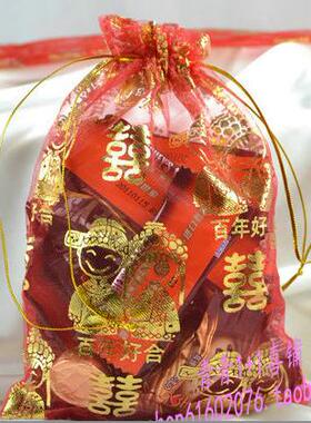 中式烫金百年好合喜糖袋子 红色喜蛋袋纱袋 糖果袋包装礼品袋0030