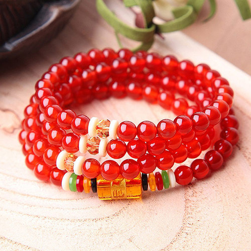 天然红玛瑙108颗佛珠佛珠手链