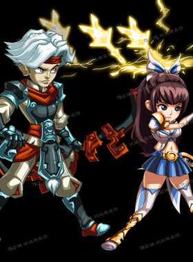 falsh 矢量游戏 小魔女法师人物技能动画 男弓箭手特效素材 文件