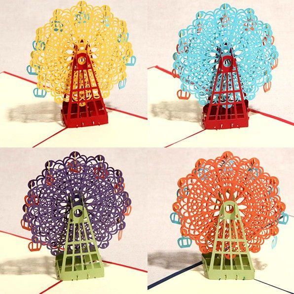 2021教师节礼物贺卡3d立体手工贺卡摩天轮生日商务祝福答谢明信片