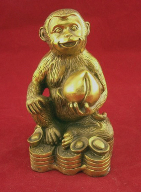 铜猴摆件猴子吃桃金属工艺品家居摆设生肖猴装饰品礼品