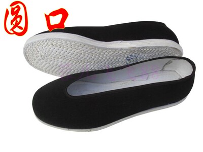 男女士圆口老头鞋老北京布底鞋千层底手工黑布鞋男单鞋开车爸爸鞋