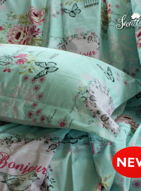 清库白色莫奈出口美国活性印花布60支纱高密四件套欧式园摆加大