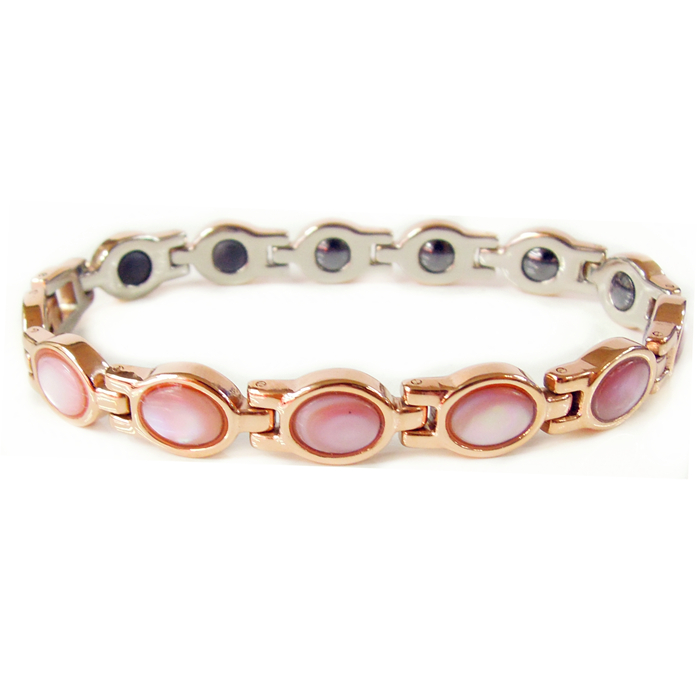 正品台湾koto 能量磁疗锗石 防辐射 紫粉贝玫瑰金健康女士手链