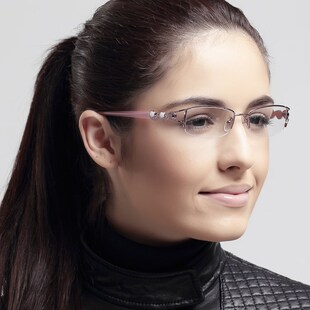 气质半框近视眼镜架钢板混合镜框 时尚 2002 女款 Basli邦士力