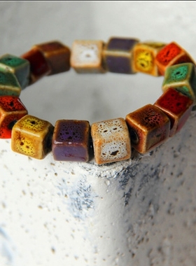 不规则糖果色可伸缩自然风手链