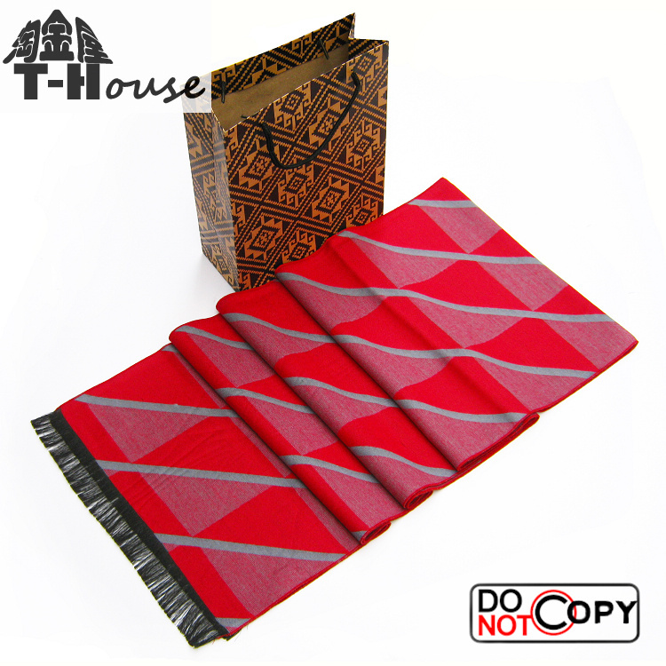 男士真丝围巾长款春季保暖桑蚕丝拉绒围脖NS6019 礼盒装