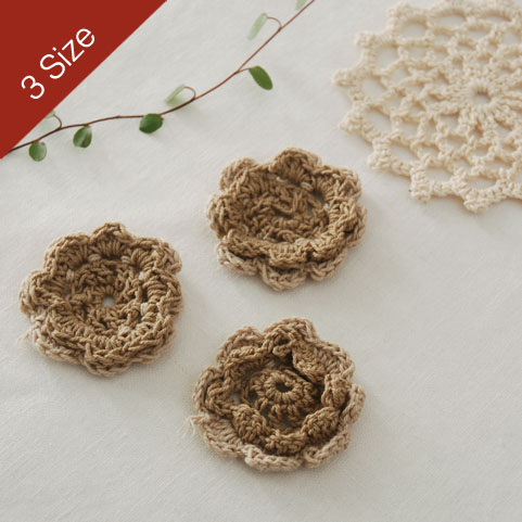 【M家手工辅料】手工钩花 围巾装饰毛线花 棒槌蕾丝花 4款入