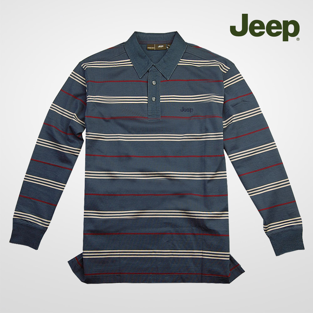 JEEP/吉普 专柜 男装横间条纹长袖t恤 JS11KT007