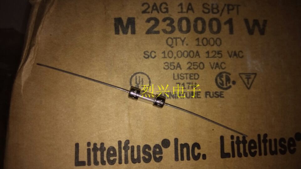 力特littelfuse M230001W 4.5×15 1AL250V 引线玻璃保险管