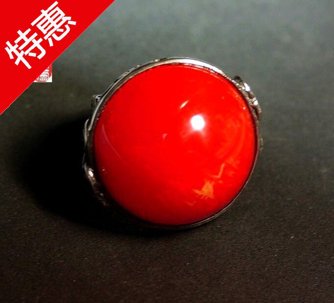 彩色中东贵族蜜蜡原创正红雪山佛珠情侣银对戒指环女食指饰品特价