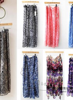 欧美单COVINGTON 原单正品波西米亚长裙大摆裙长款雪纺沙滩裙大码