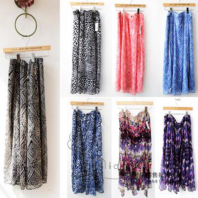 欧美单正品波西米亚雪纺大码长裙