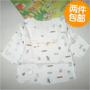 咕噜鸭婴儿内衣 新生儿半背衣 纯棉 露背衣带护手防抓 宝宝和尚服