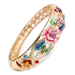 2018 new cloisonne vòng đeo tay nữ phong cách quốc gia cao cấp đồ trang sức thời trang hoa mẫu đơn hoa bracelet nhà máy trực tiếp