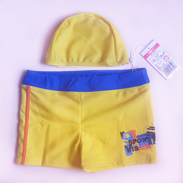 l码断码亏本清正品华黛思品牌专柜黄色男孩儿童男童平角泳裤64209