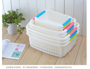 叠加收纳筐大号玩具杂物收纳篮子收纳箱塑料化妆品收纳盒整理箱筐