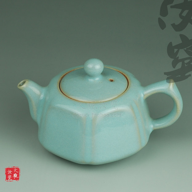 汝州原产地大观汝瓷茶具朱家汝窑朱法喜六方壶一级品玛瑙釉茶壶