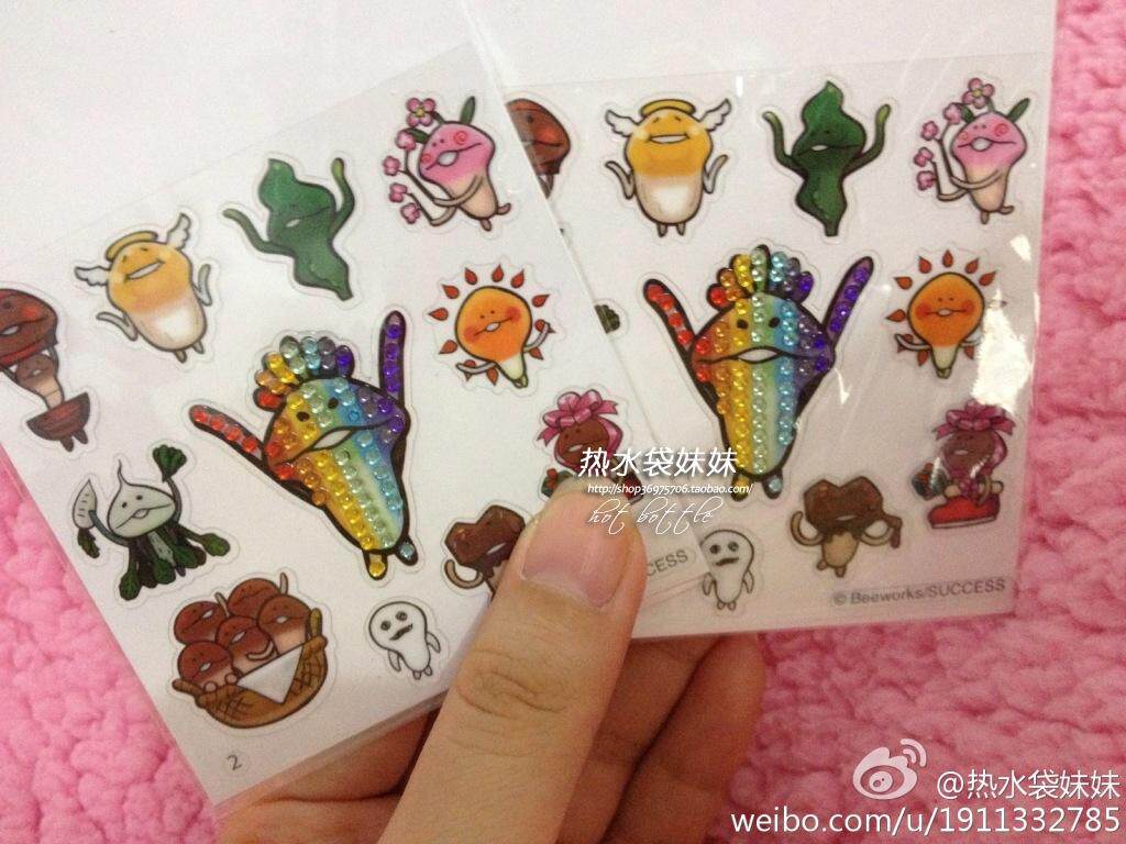 日单蘑菇人方吉菇菇滑子菇栽培funghi贴纸水晶贴手机贴钻手帐贴纸