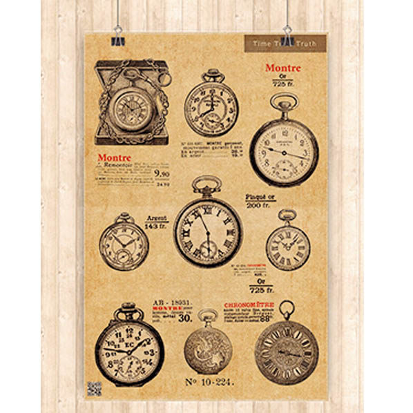 酒吧海报装饰画怀旧老钟表欧洲老怀表钟表历史复古钟表咖啡馆海报