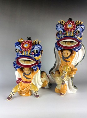 客厅招财摆件黄飞鸿功夫舞狮