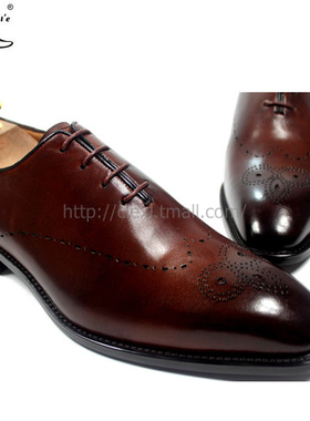 ci'e(其艾）手绘擦色男鞋手工皮底透气Mackay支内线缝制工艺定制