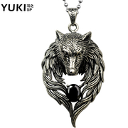 YUKI men''s Wolf necklace chains despot original designs in the European fashion sweater long titanium jewelry