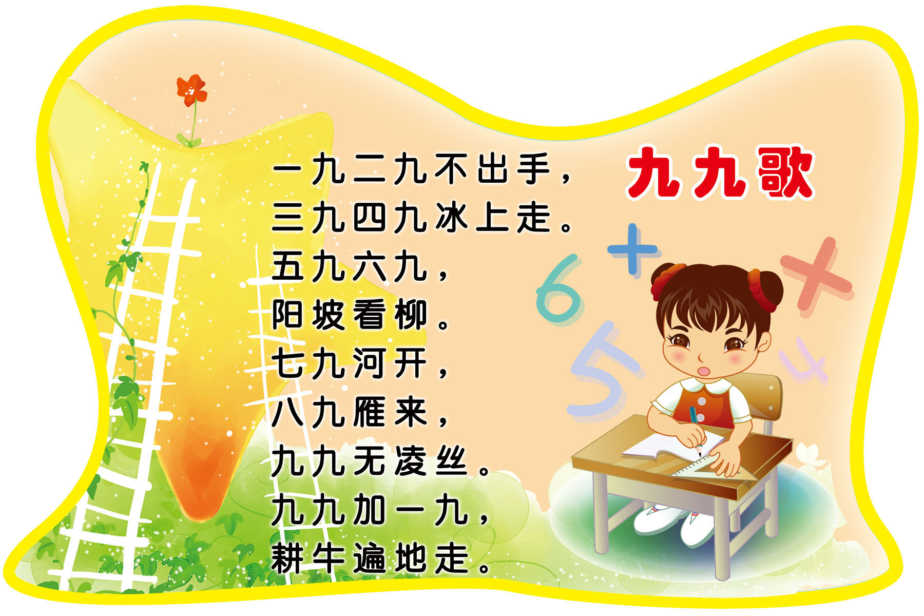 海报印制663展板素材568幼儿园文化九九歌